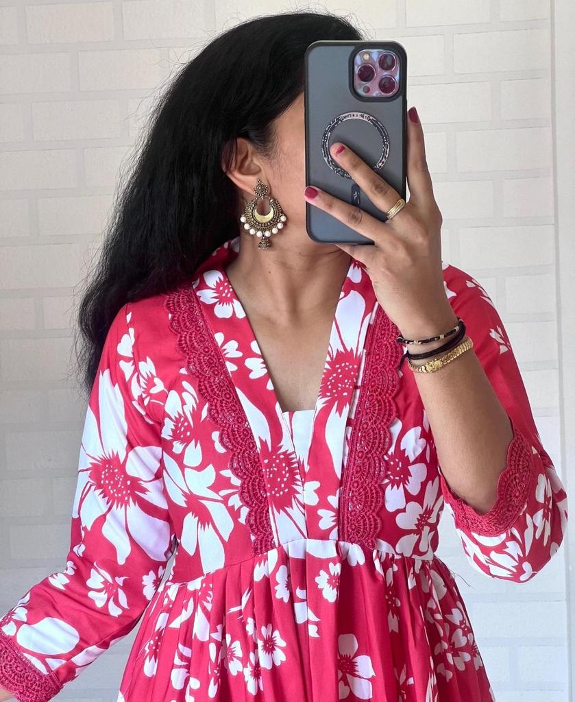 Women Designer Party Wear Rayon Cotton Kurta Pant Set Indian Bollywood Top Tunic Kurti Dress