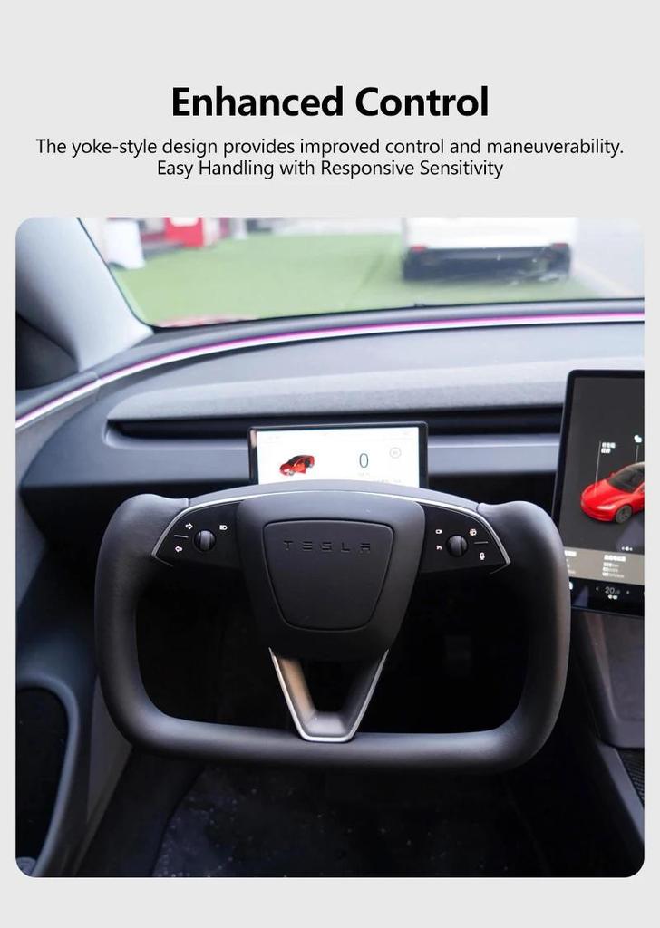 Mango Para Tesla Model 3 Highland 2026 Volante Yugo Alcantara/Cuero Nappa Modelo de Carreras de Coches 3 Highland 2024 2025