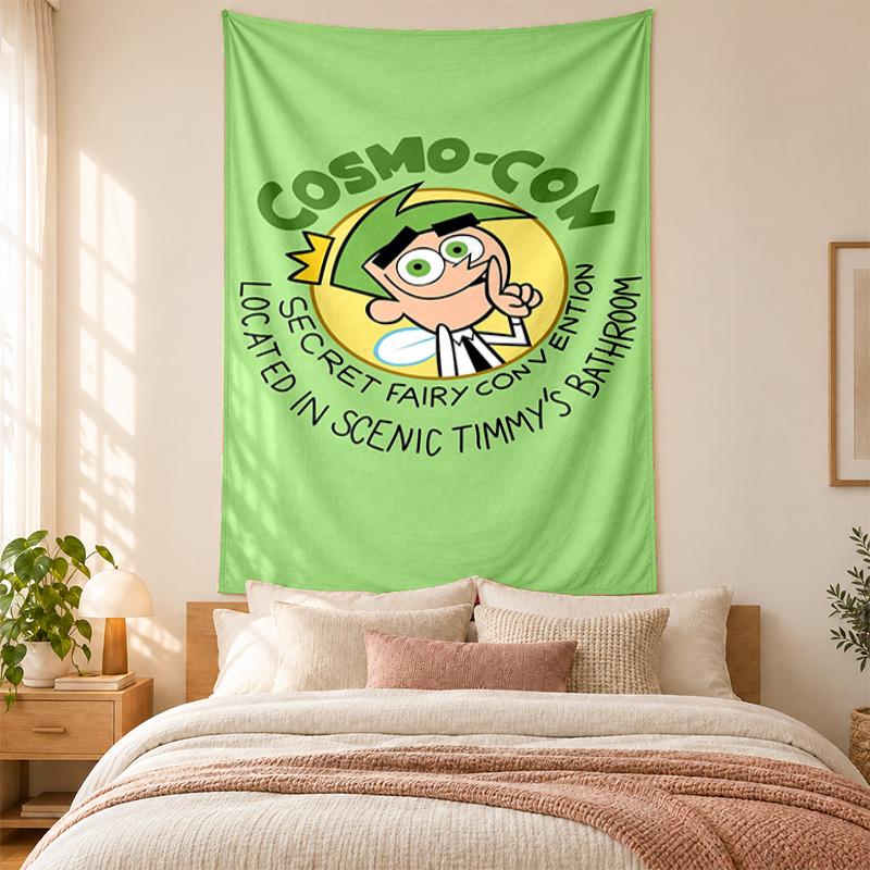 Fairly OddParents Wandteppich hohe Qualität zur Dekoration von Wohnzimmer Schlafzimmer Studentenwohnheim Wänden ideal als Schlafzimmer Wandkunst oder Weihnachtsgeschenk