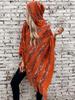 Autumn Winter Striped Hooded Knitted Tassel Cape Shawl Women's Loose Pullover Sweater