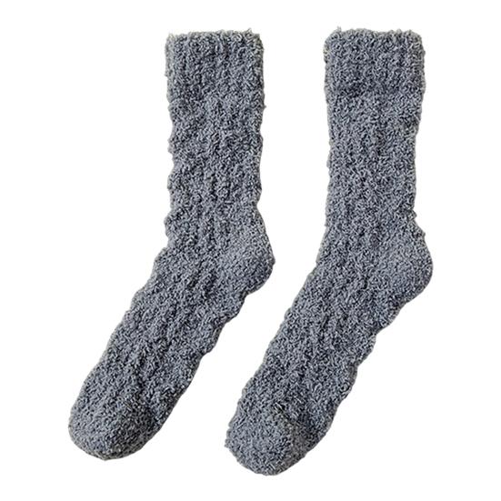 1 Pair Women Sleeping Socks Thickened Warm Fabric Coral Velvet Solid Color Socks Autumn Winter