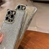 Luxury Rhinestone Squares Bling Glitter Phone Case For iPhone 17 Air 16 15 Plus 14 13 Pro Max Plating Bumper Shockproof Cover