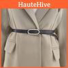 Solid Color Leather Waist Belt With Alloy Buckle For Women Office Wear Gift