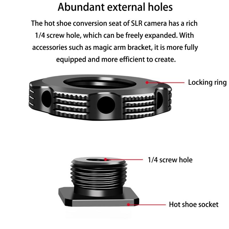 Universal Camera Hot Shoe Adapter With 3/8" 1/4" Threaded Mount For Studio Tripods Smartphone Rigs Stabilizers