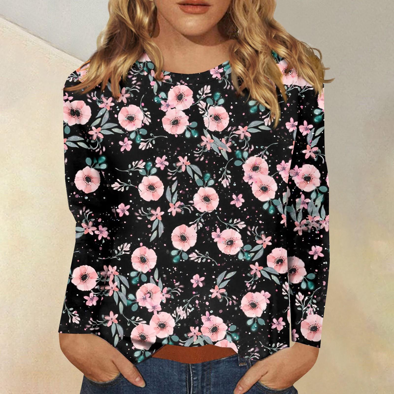 

Жіноча модна повсякденна футболка з круглим вирізом і довгим рукавом XXXXL рожевий