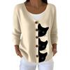 V-Neck 5-Button Printed Cardigan Sweater