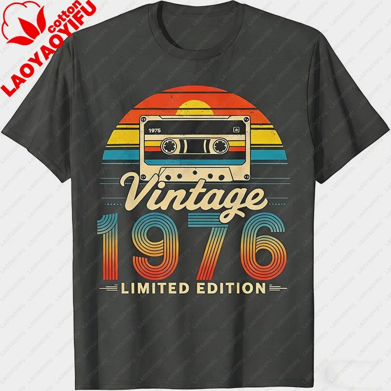 50 Years Old Gifts Vintage Born In 1976 Retro 50th Birthday TShirt Funny  Y2k Clothes Street Fashion Graphic T Shirts Cotton