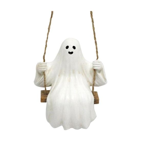 Swing Ghost Garden Statue Cute Resin Ghost Figurine Outdoor Tree Hanging Ornament for Porch Garden Lawn Yard Decor