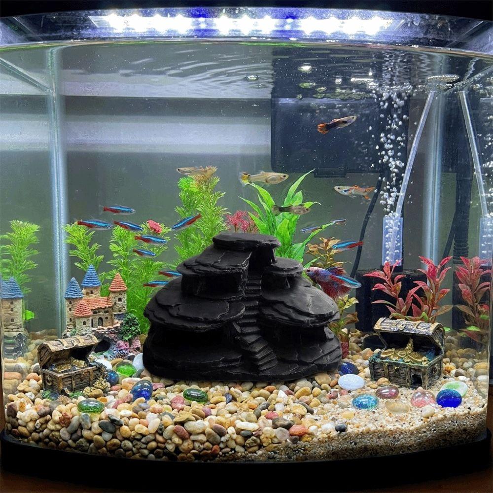 Realistic Texture Fish Tank Rockery Ornaments 3D Printing Fish Hiding Cave  Fish Tank Decoration