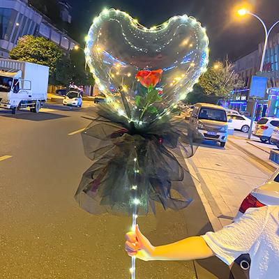 1 Set LED Balloon Inflatable DIY Heart-shaped Transparent Valentine's Day LED Luminous Balloon Holiday Supplies