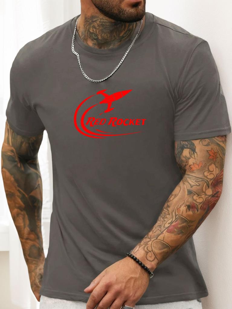 Short Sleeve TShirt RED ROCKET Mens 100 Cotton Pattern Printed Shirt Summer Round Neck Breathable Casual Fashion Cool Tee