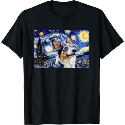 Starry Night Blue Merle Corgi Lover T-Shirt