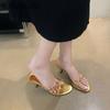 Fashion SUOJIALUN 2025 Summer New Women Slipper Fashion Narrow Band Ladies Elegant Sandal Shoes Thin High Heel Dress Slip  On Flip Flop