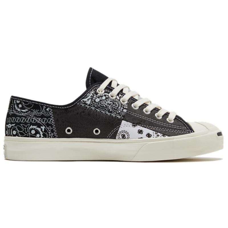 Converse Jack Purcell Gold Standard Smiley Cashew Flower Comfortable Versatile Low-top Canvas Shoes Unisex Black White Gray