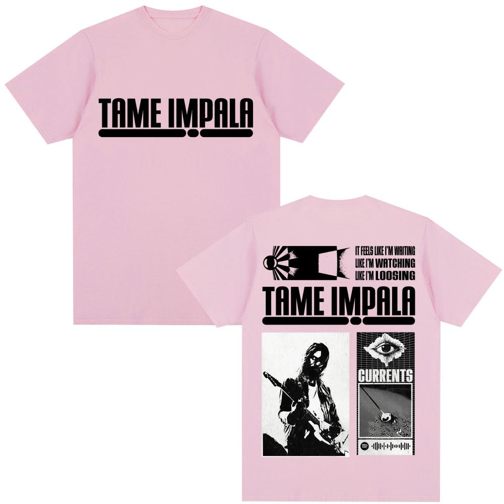 Rock Band Tame Impala Currents Album T Shirts Men Women Harajuku Vintage T-shirts Casual Male Hip Hop Oversized Cotton T Shirt