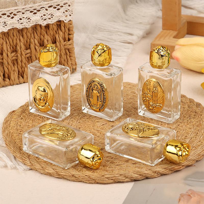 11 Types Of Glass Holy Water Jesus Bottle Religious Cross Bottle Christian Virgin Sculpture Bottle Refillable Holy Water Bottle