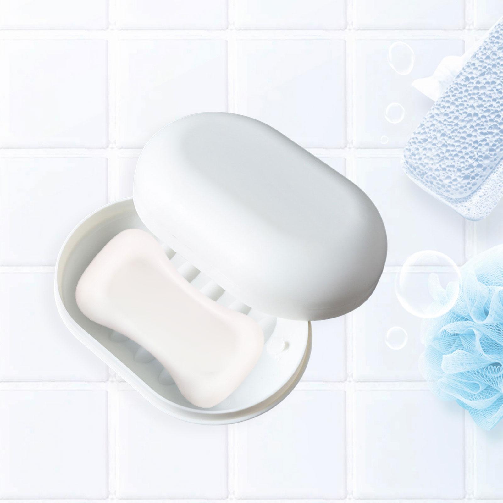 

Detachable soap holder with lid, soap dish container for shower, білий