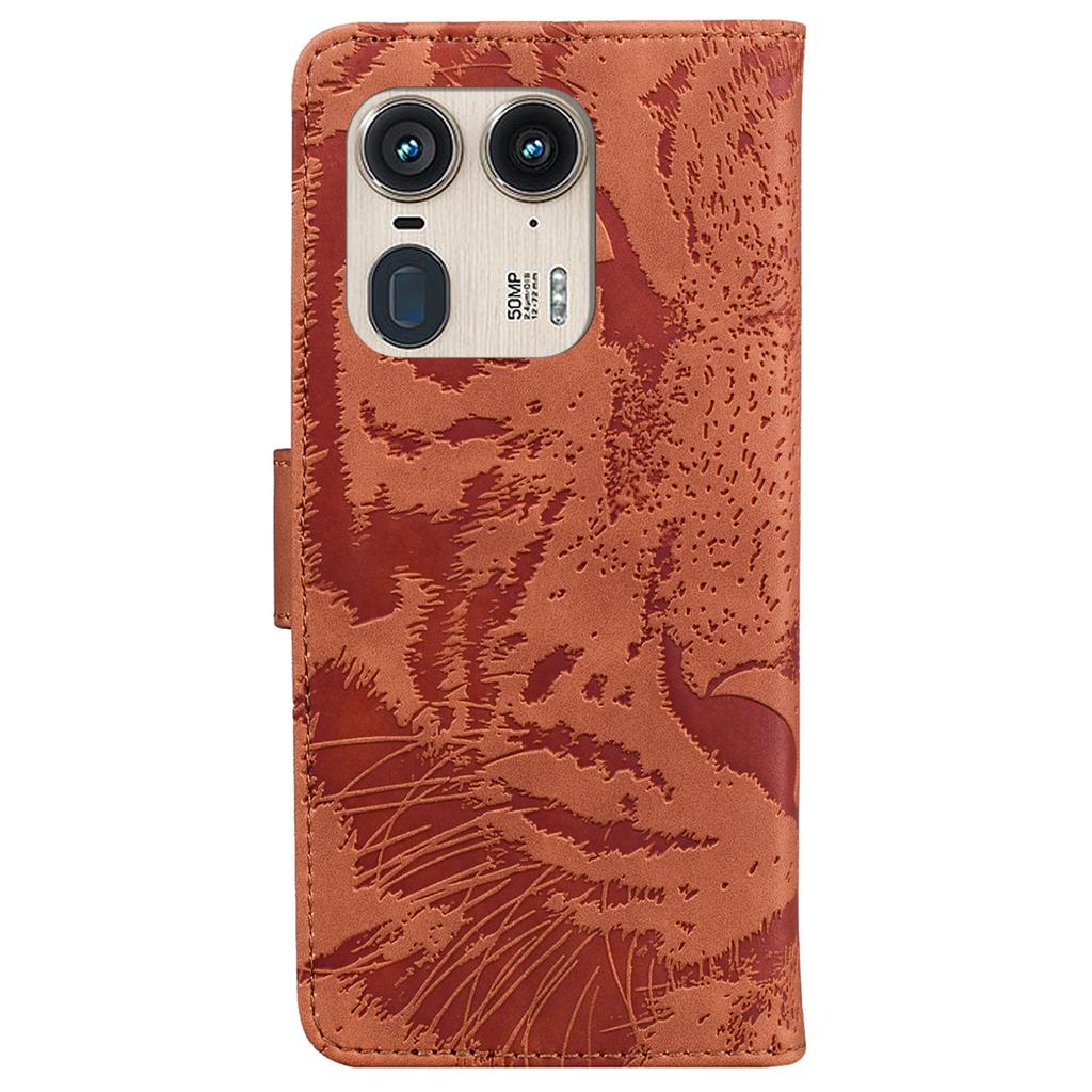 For Motorola Edge 50 Ultra 5G/Moto X50 Ultra 5G Case Tiger Imprint PU Leather Flip Phone Cover