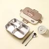4/5 Grids Cartoon Lunch Container With Tableware 4/5 Compartment Portable 304 Stainless Steel Bento Lunch Box For Kids Students