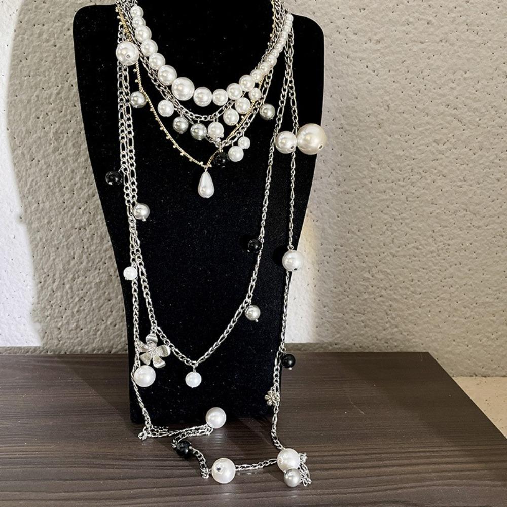 Flowers Pendant Pearl Multilayer Necklace Choker Sweater Chain Fashion Clavicle Chain Women  Gifts