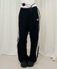 Mihebeu [Unisex] Double Line Stripe Sweatpants Black