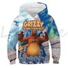 Children's Sunlight Grizzly Bear Hoodies Kids Casual Sweatshirts Boys and Girls Tops Grizzy and the Lemmings Pullovers Autumn
