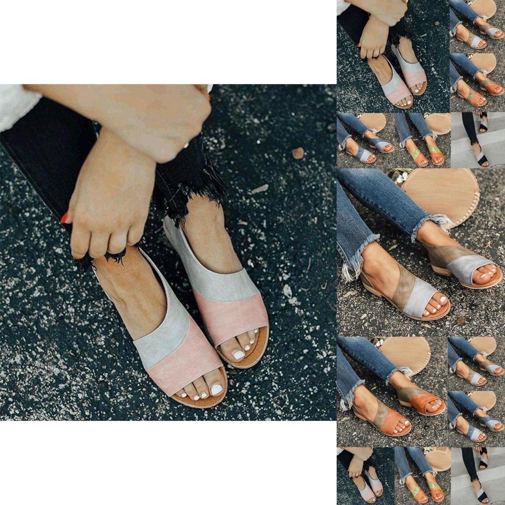 Elegant Women's Fish Mouth Sandals With Stylish Color Matching And Comfort Low Square Heel