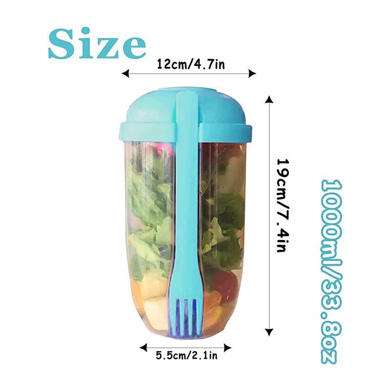 3Pcs Salad Meal Shaker Cup Fresh Salad To Go Container With Fork And Salad Dressing Holder-B61B
