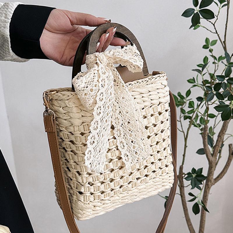 Yogodlns Summer Straw Bag Women Bohemian Straw Beach Bag Casual Handle Bag Large Capacity C rossbody Bag Handmade Lady Purse