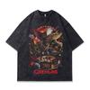 American Street Washed Retro Old Short-Sleeved T-Shirt Couple Fun Cartoon Printed Heavy Cotton Top