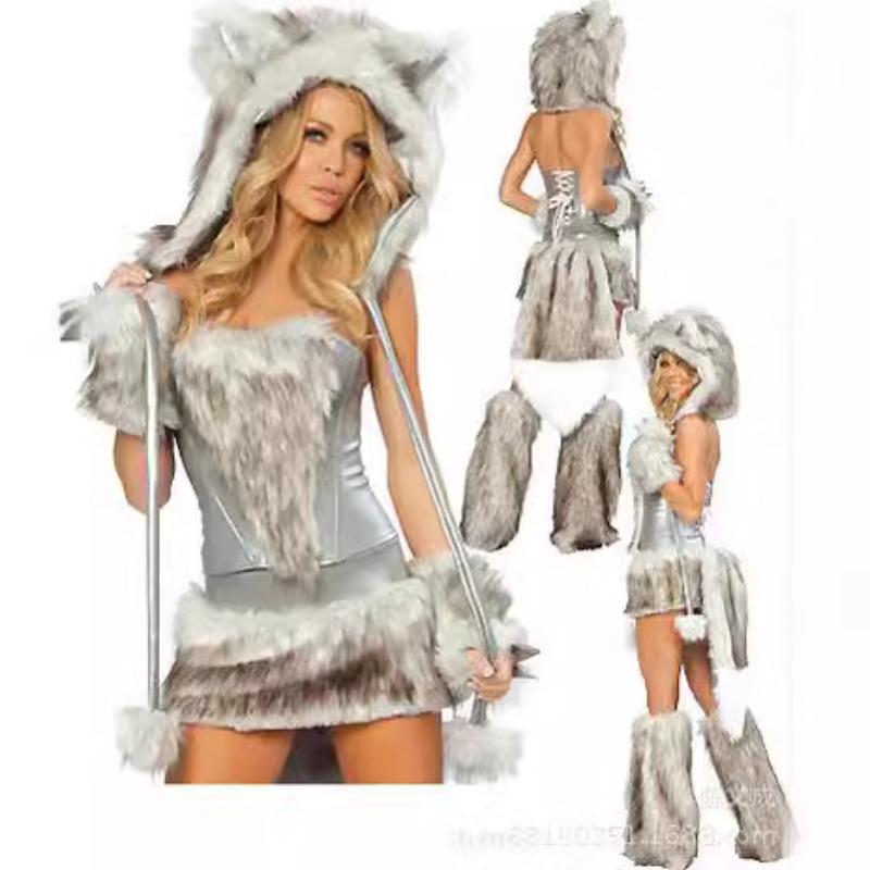 Halloween Costume Christmas Grey Catgirl Seduction Catgirl Costume Cosplay Stage Costume
