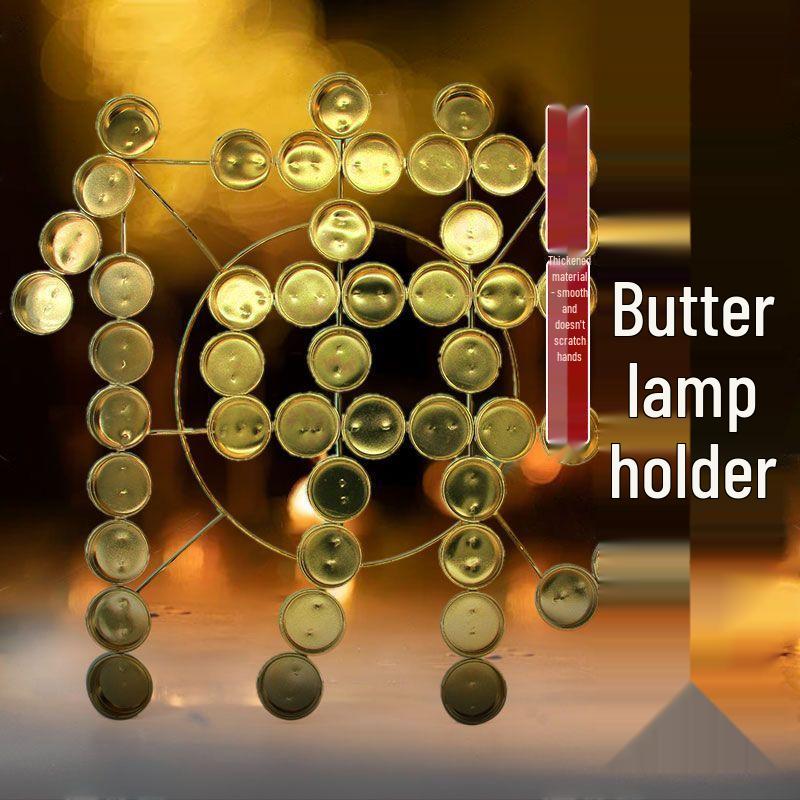Exquisite Alloy Buddhist Altar Lamp Holder - Seven-Star Butter Candlestick Home Lighting Stand