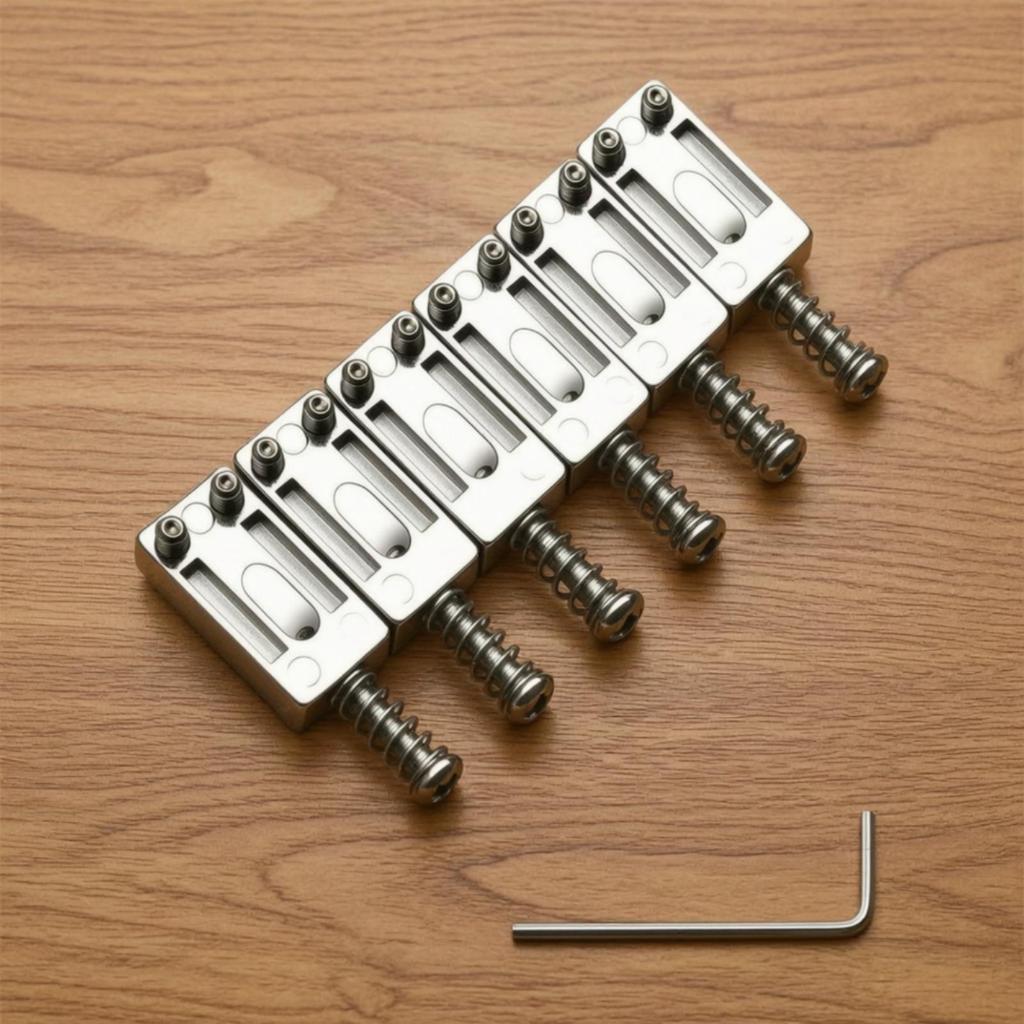 6 Pieces standardStyle Guitar Bridge Saddle Replacement Steel with Allen Simple to Use
