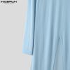 INCERUN Men Turtleneck Long Sleeve Zip-ip High Splits Long Tunic Tops Pullovers