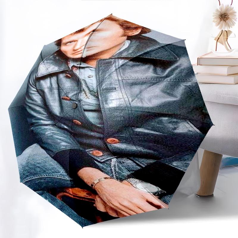 Johnny Halliday Folding Umbrella Travel Durable Travel Printing Sun Umbrella