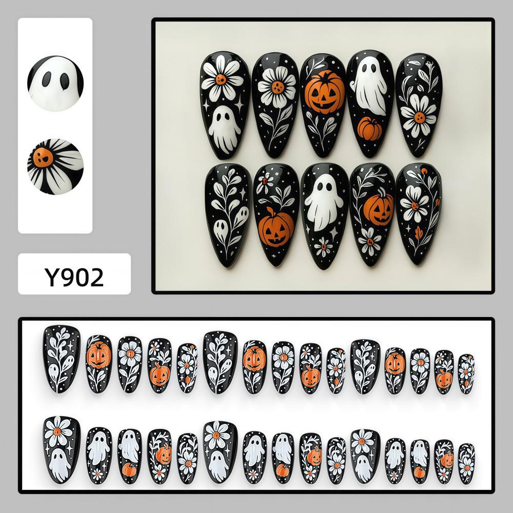 New Halloween Pumpkin Lantern & Ghost Nail Art Stickers - Cute, Soft, and Spooky Wear-On False Nails