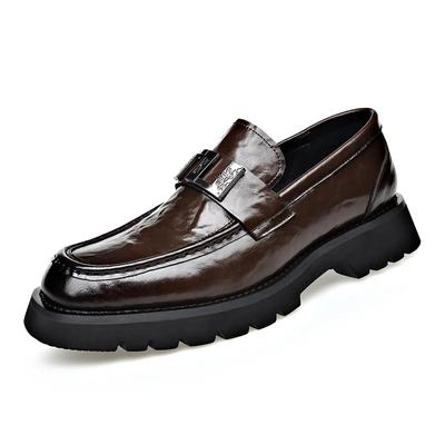 ModaModa Talla Grande Suela Gruesa Mocasines Masculinos Diseñador Nuevo Retro Decoración Metálica Zapatos de Vestir para Hombre Casuales de Cuero Zapatos de Hombre
