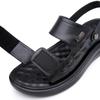 2024 Sommer Echtes Leder Schuhe Herren Sandalen Flach Rutschfest Weich Urlaub Herrensandalen Dicke Sohle Herrenschuhe Reines Schwarz D074