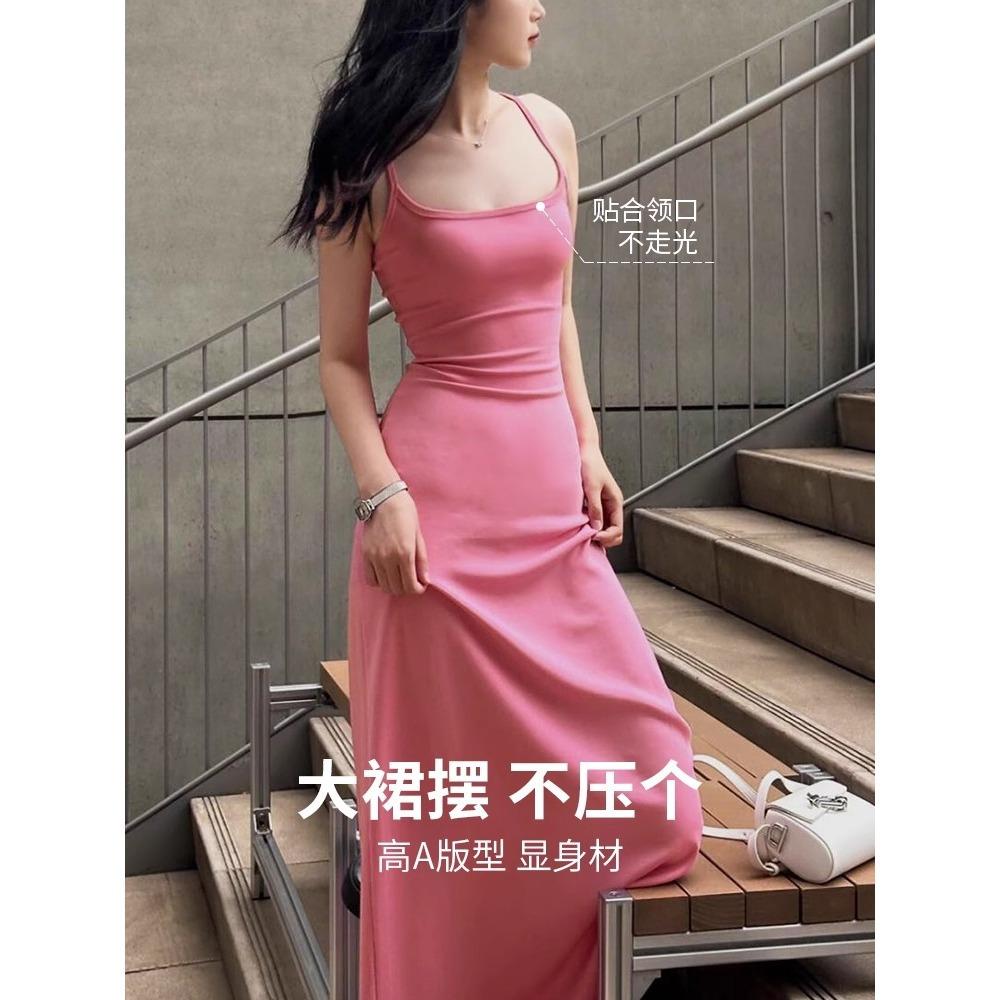 Suspender dress women's summer a-word hip skirt new summer slim temperament long dress sexy and thin skirt