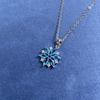Crystal Blue Snowflake Zircon Cross Pendant Necklace  Charm Y2k Clavicle Chain Necklace