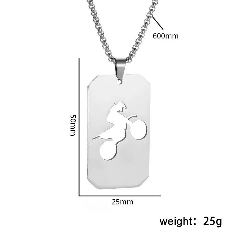 Motorcycle Rider Pendant Necklace For Men Stainless Steel Cool Silver Color Box Chain Fashion Streetwear Hip Hop Jewelry Gifts