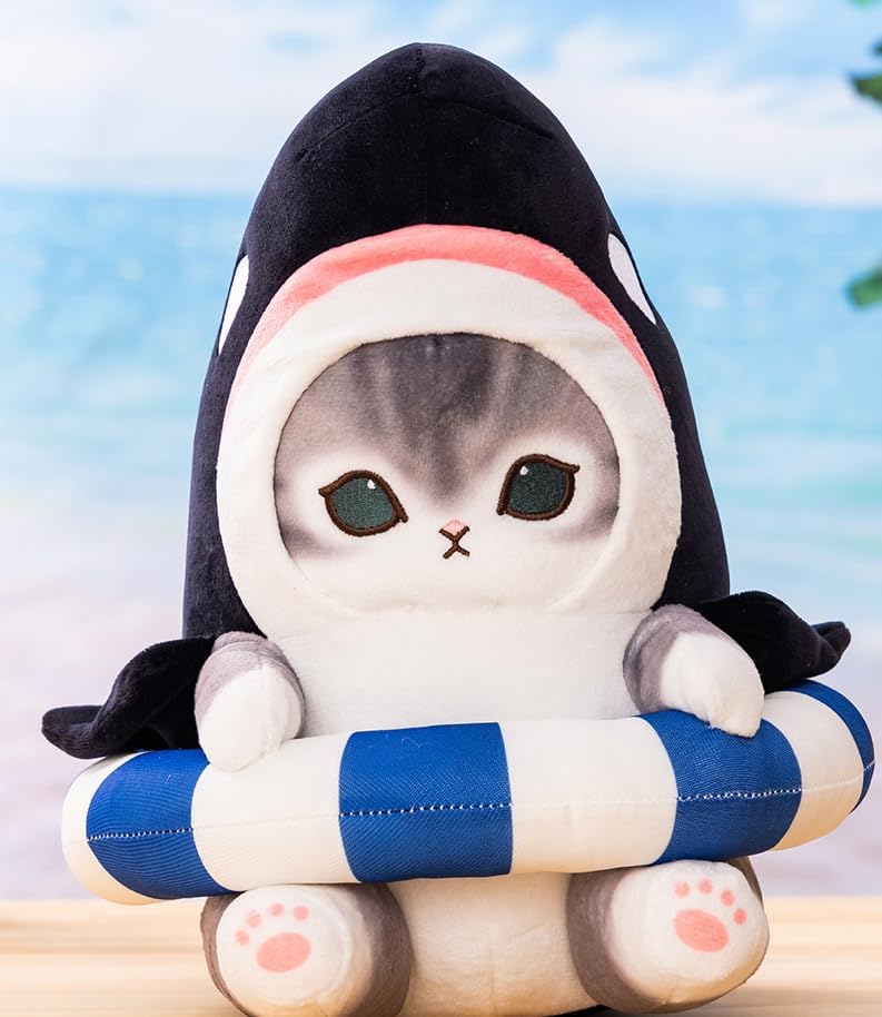 Shark Nyan Big Plush Enjoy with a Swim Official 28cm Killer Whale Mascot, Ring, (Approx. Nyan)
