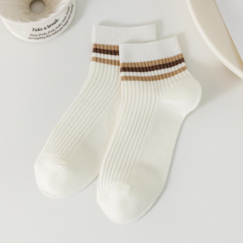 5/10 Pairs Comfortable Casual Spring Summer Socks for Women Short Calf Academic Style Boat Socks Low Top Striped Embroidered Bear Short Socks