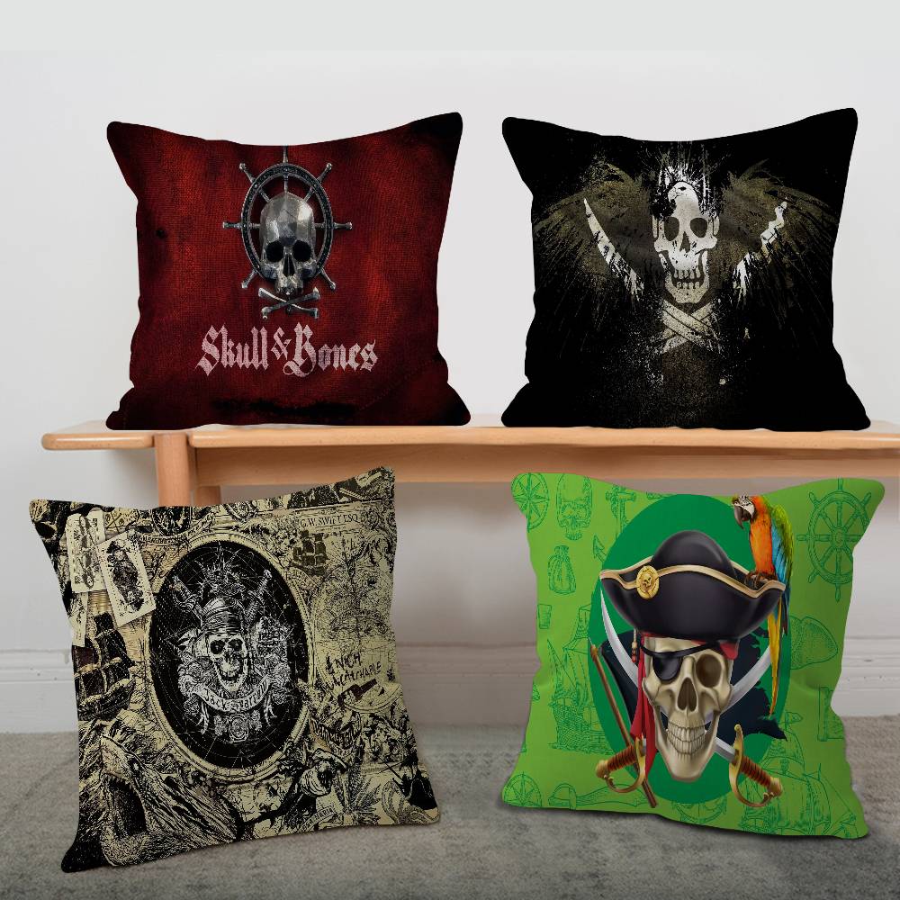 Pirate Ship Rune Skull Pillow Anime Pillow Sofa Bed Head Pillow Cover Cushion Cover 45x45 cm Fashion