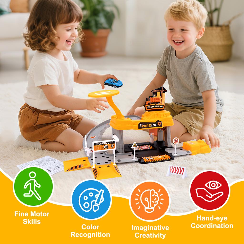 Children's Track Parking Car Toys Engineering Vehicle Multi-Storey Car Parking Building boys Toys Educational Toys Boys Gifts