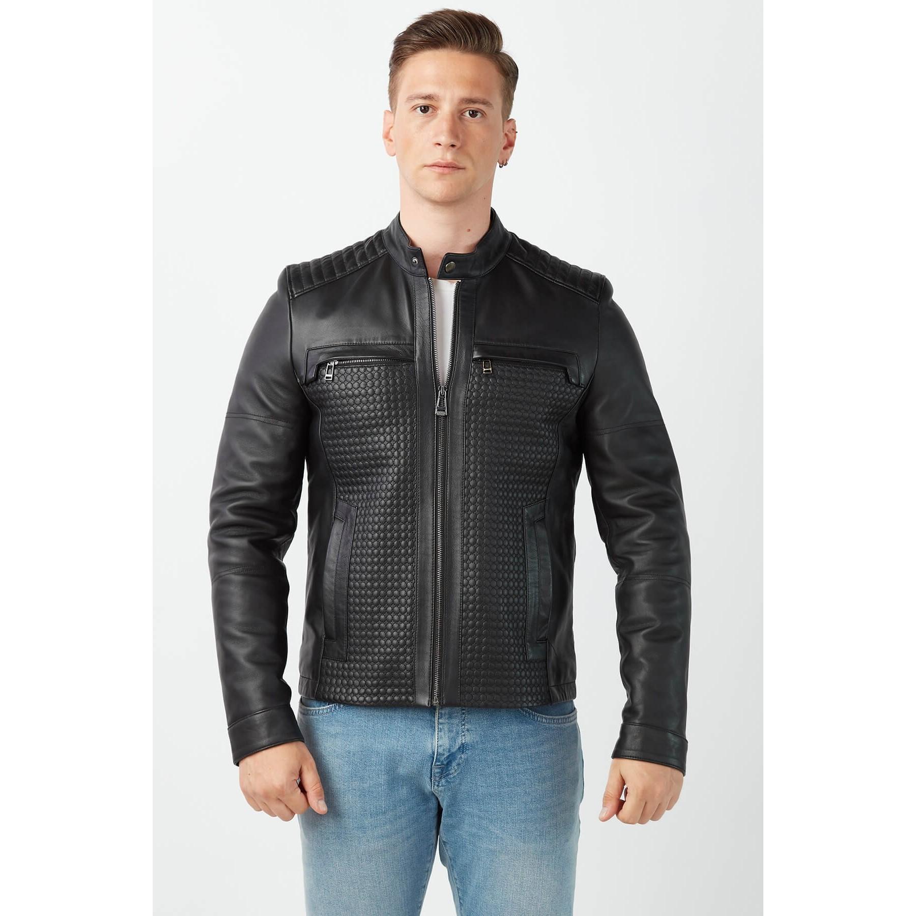 

Мужская кожаная куртка Paulo из натуральной кожи черного цвета