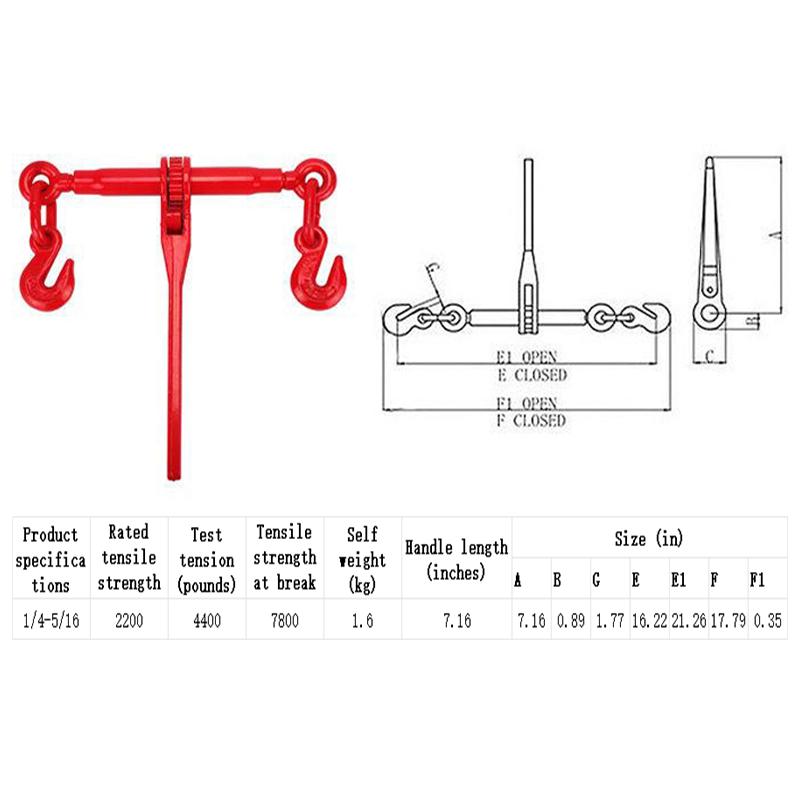 For1/4-5/16 Lifting Jig Ratchet Gear Carbon Steel Die Forging Lever Tightening Rope High Quality Tighten Belt Tensioner
