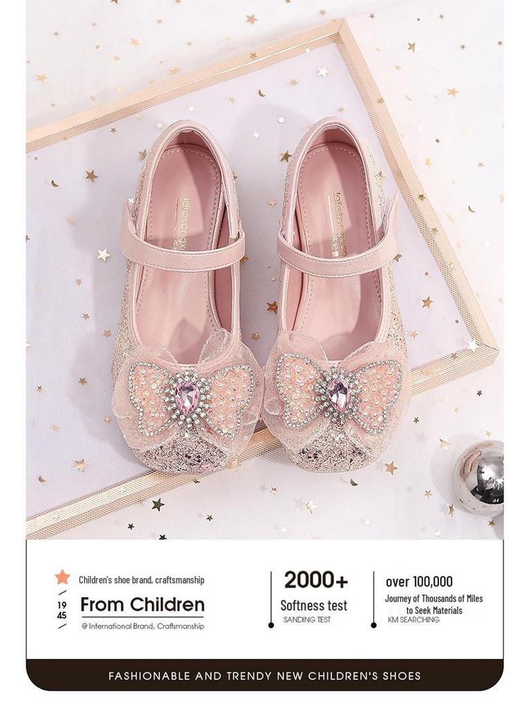Ultra-Fiber Shiny Rhinestone High Heels for Little Girls - Performance Dance Shoes