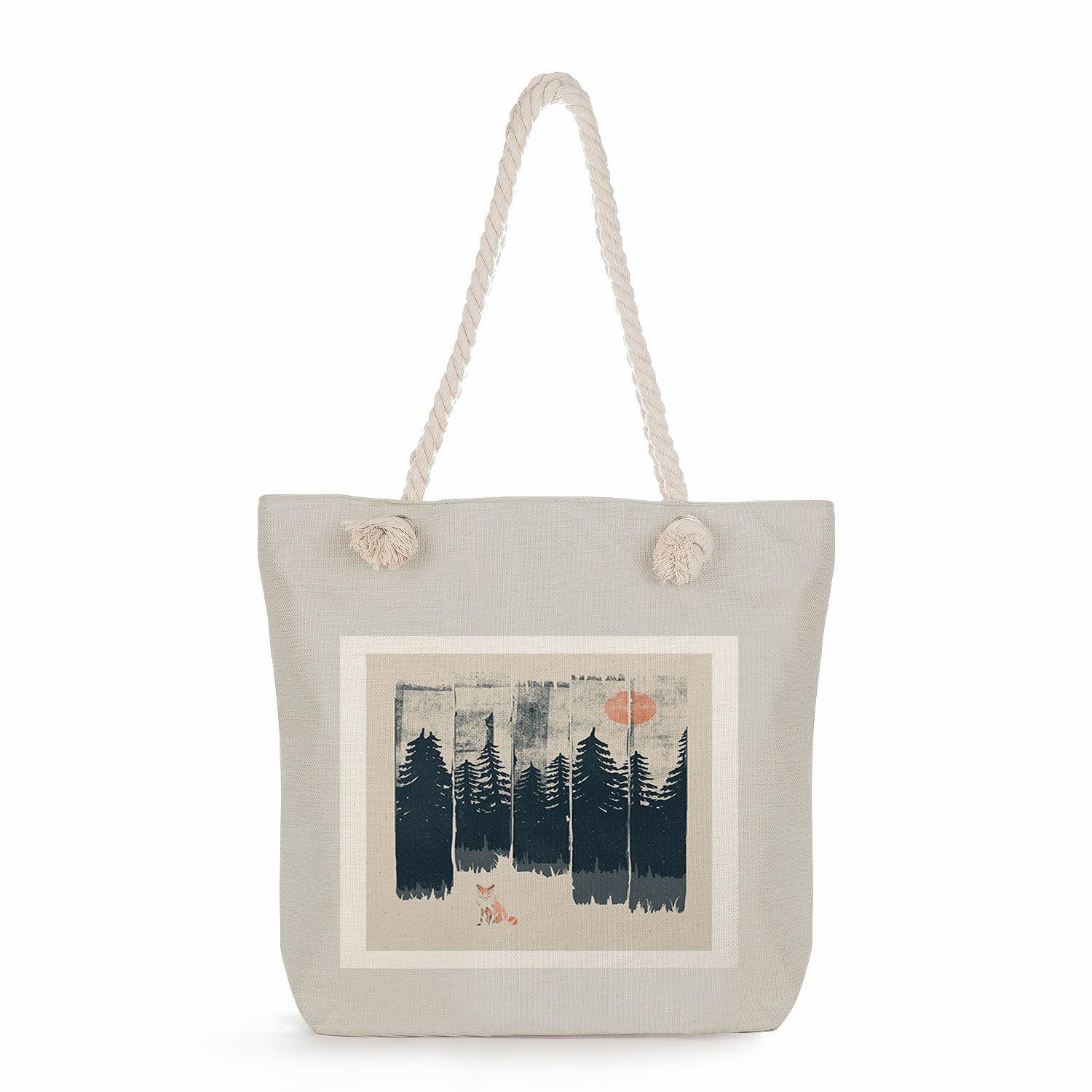 Leopard print letters print thick rope single-shoulder beach bag 7295 KTB