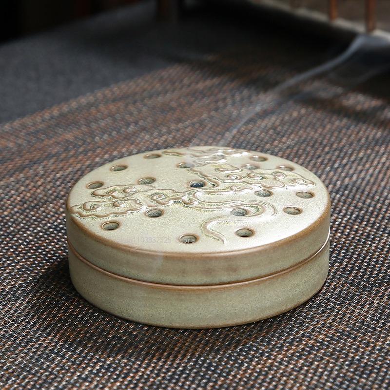 4-hour Coil Incense Burner Ceramic Retro Hollow Aromatherapy Stove Home Tea Room Decorations Relaxing Purifying Fragrance Tools